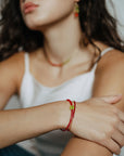 Beaded Silk Bracelet Friendship Collection | Spark: Red and Chartreuse