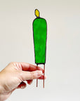 Stained Glass Plant Stake | Nopales Cactus with Yellow or Red Orange Prickly Pear.