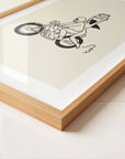 Celebrate adventure, freedom, and a love of the open road with this unframed art print. Featuring a motorcycle, a six-pack, and a sketchy, hand-drawn style, this minimal retro piece brings effortless cool and whimsy to any space. Perfect as motorcycle-themed decor or vintage-inspired wall art, it adds a fun, free-spirited touch to your home.