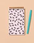 Ant-covered pocket notebook with letterpress cover and 60 lined pages. Great for garden notes or lists on the go. Made in the USA. Fits in your pocket.