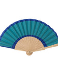Wooden Fan | Mini Green and Blue Colorblock