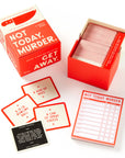 Not Today, Murder box with scenario and object cards and a scorepad
