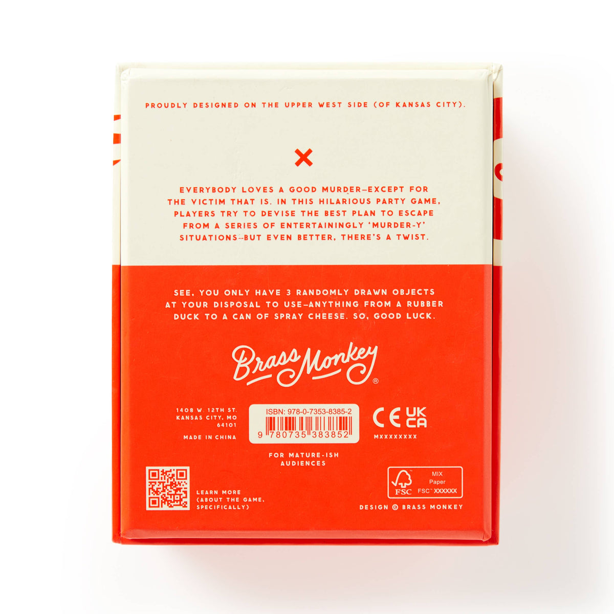 Back of the Not Today, Murder game box