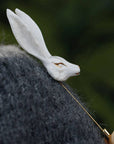 Ceramic Brooch | White Fox Pin