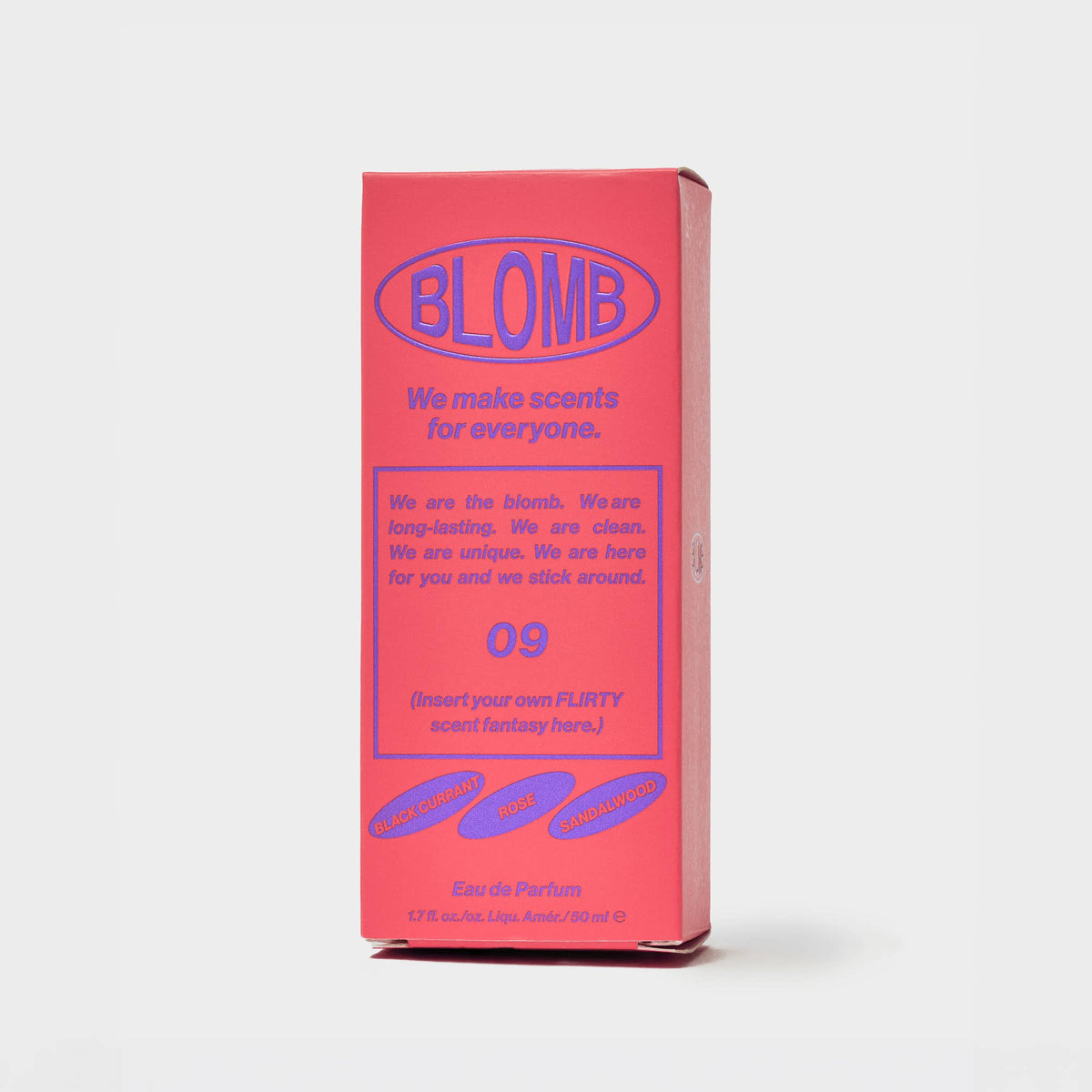 Pink Blomb No. 09 eau de parfum box on a gray background