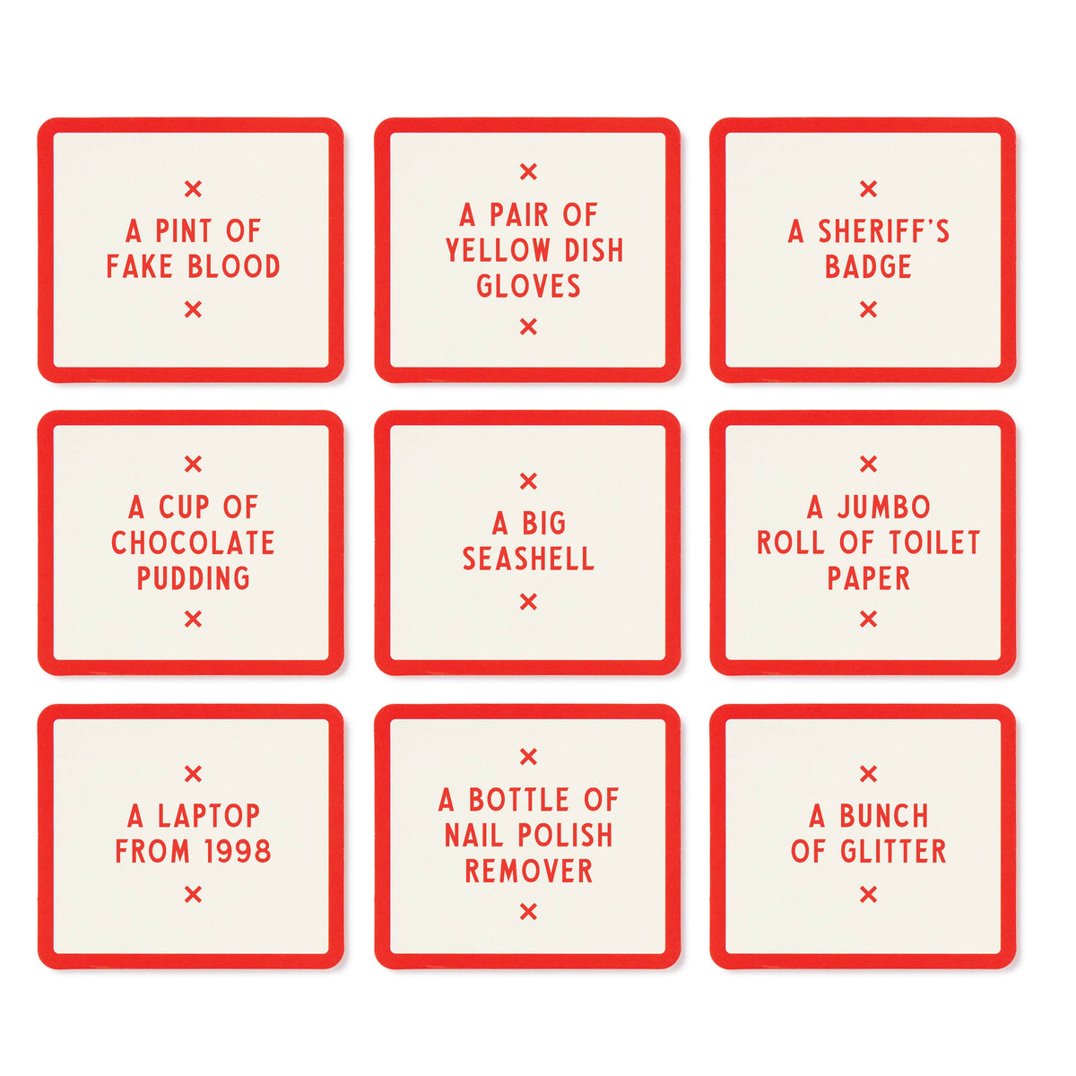 Second grid of red-bordered object cards