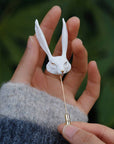 Ceramic Brooch | White Fox Pin
