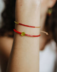 Beaded Silk Bracelet Friendship Collection | Spark: Red and Chartreuse