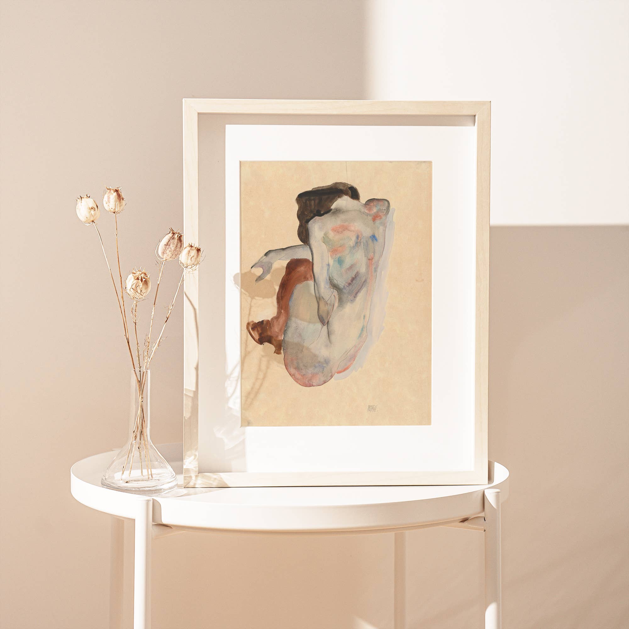 Art Print | "Crouching Nude in Shoes and Black Stocking" by Egon Schiele