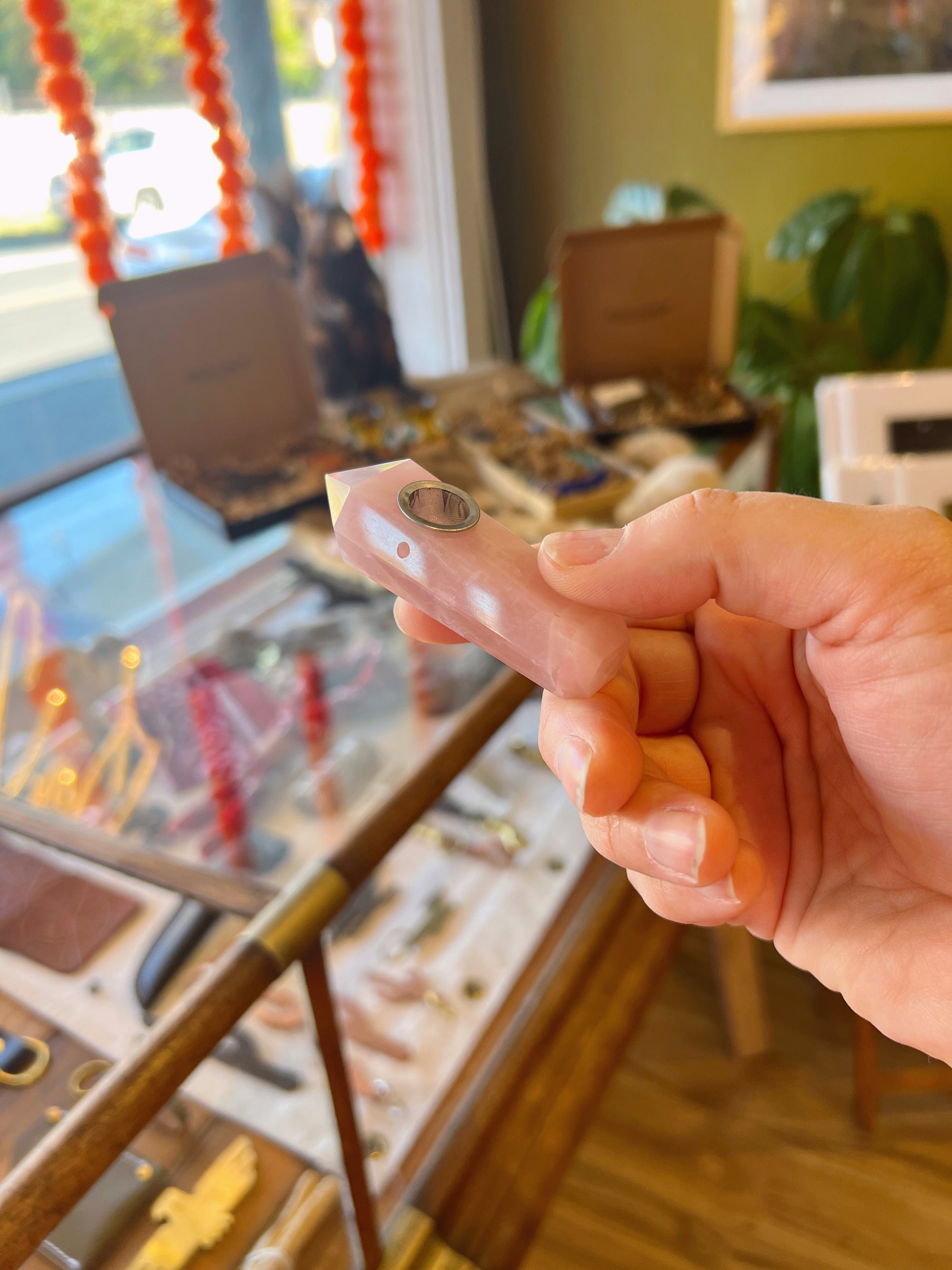 Crystal Pipe | Small Rose Quartz Wand