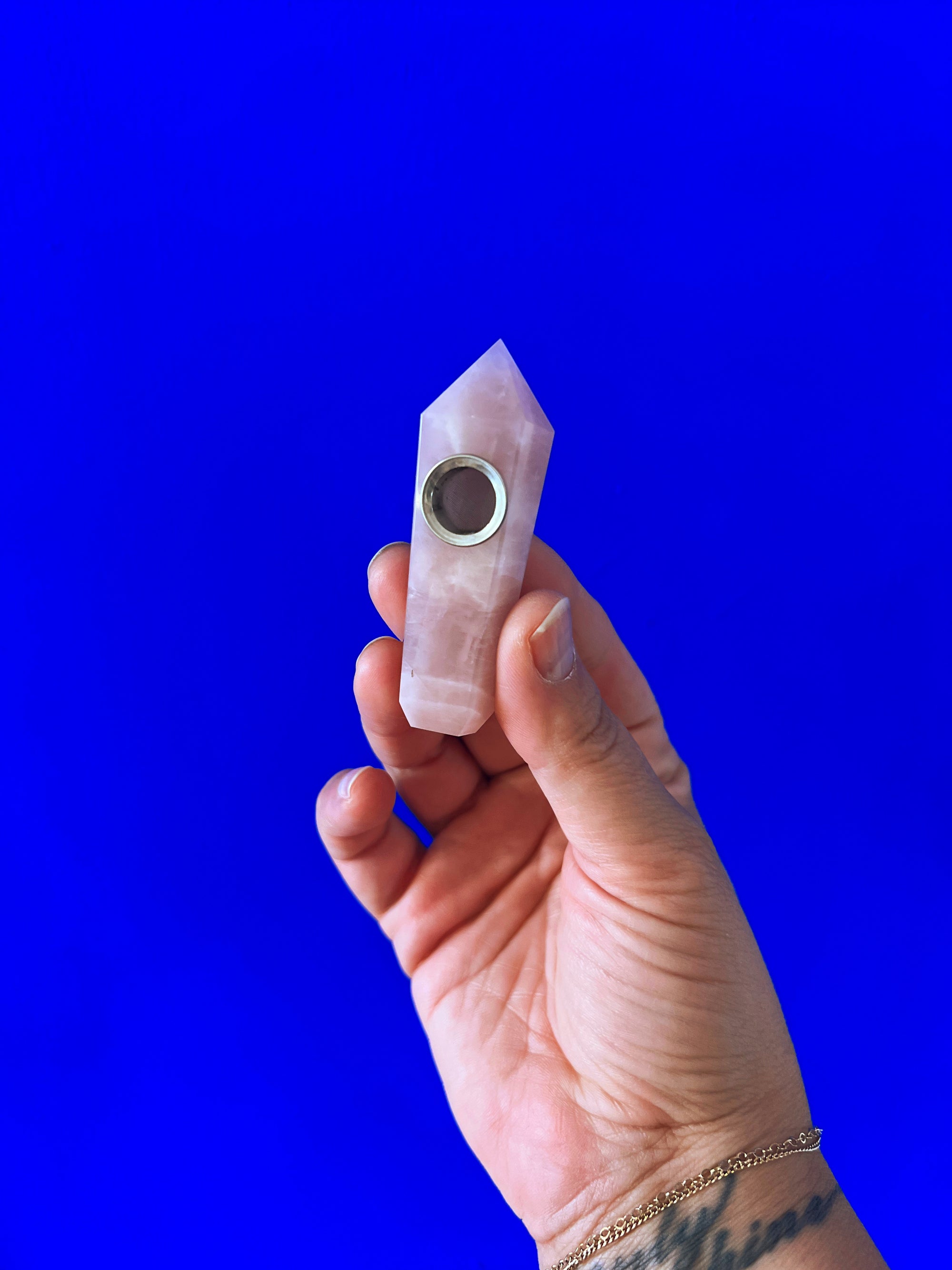 Crystal Pipe | Small Rose Quartz Wand
