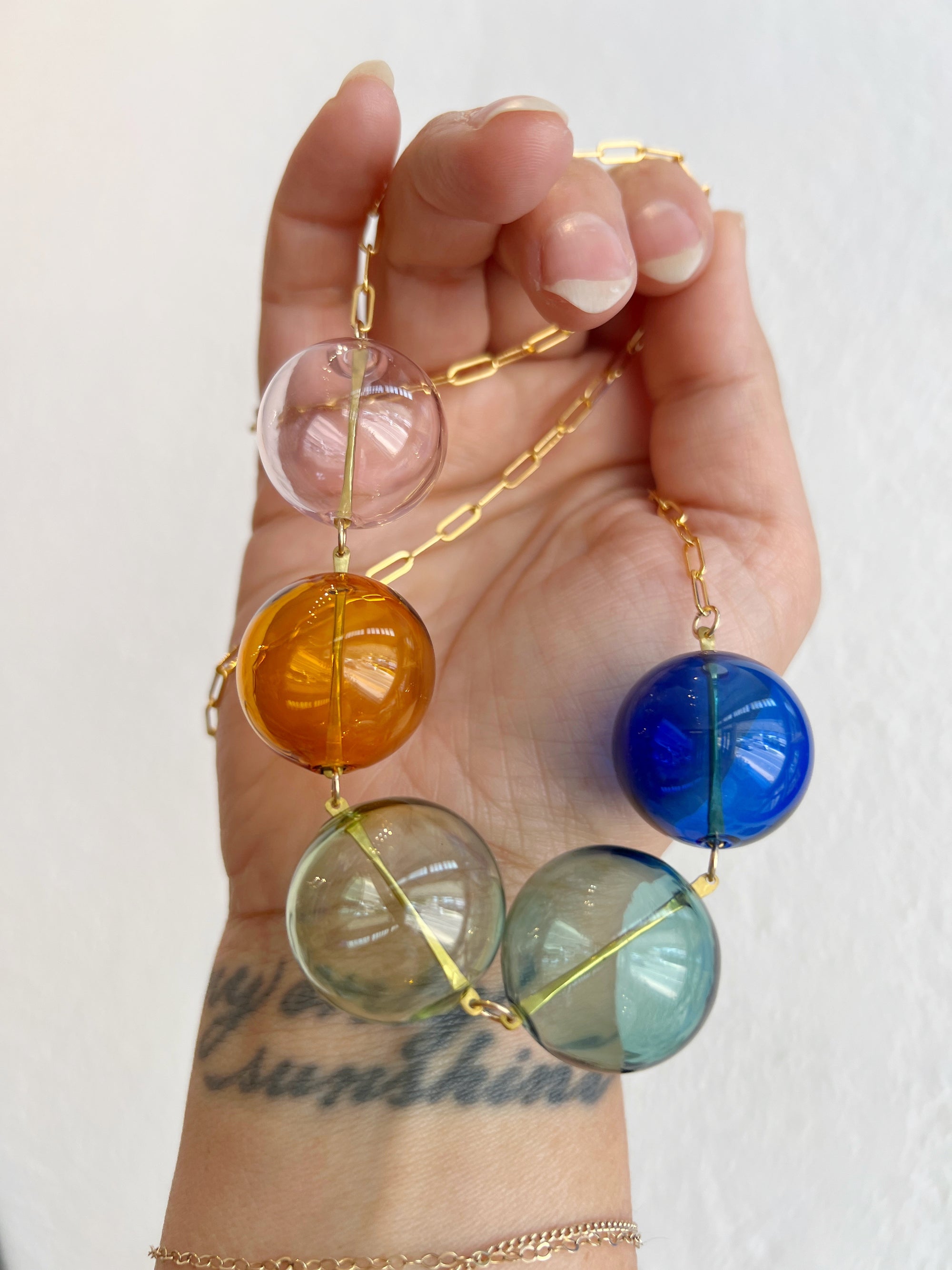 Jūra Statement Necklace | Blown Glass Spheres &amp; 14k Gold-fill
