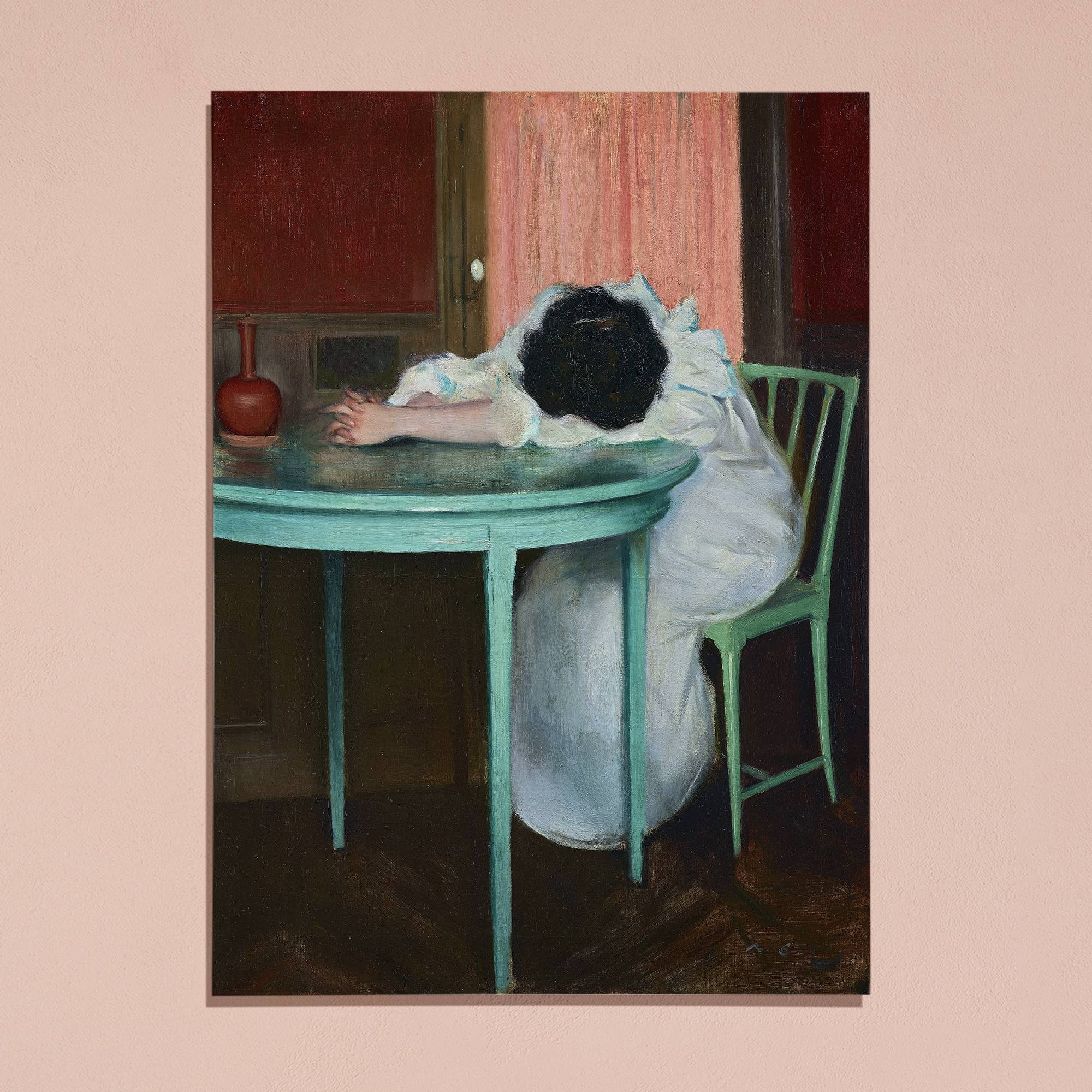Despite the original artwork by Ramon Casas being over 100 years old, we can relate to her. Featuring stunning complementary colors of red and green, this print is striking along with being relatable. Let this piece capture your tiredness and become a talking point in your home. (No, seriously, we know you're exhausted.)