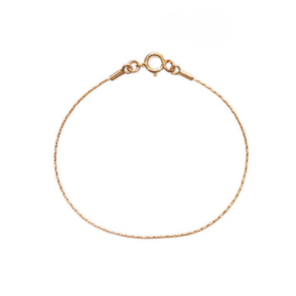 14k gold-filled chain bracelet with a spring ring clasp on white