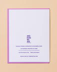 Letterpress printed card with text on a beige background