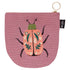 Secure your small valuables in the Amulet Halfmoon Pouch. Featuring a scarab beetle design on deep musky pink, perfect for keys, cards, and loose coins.