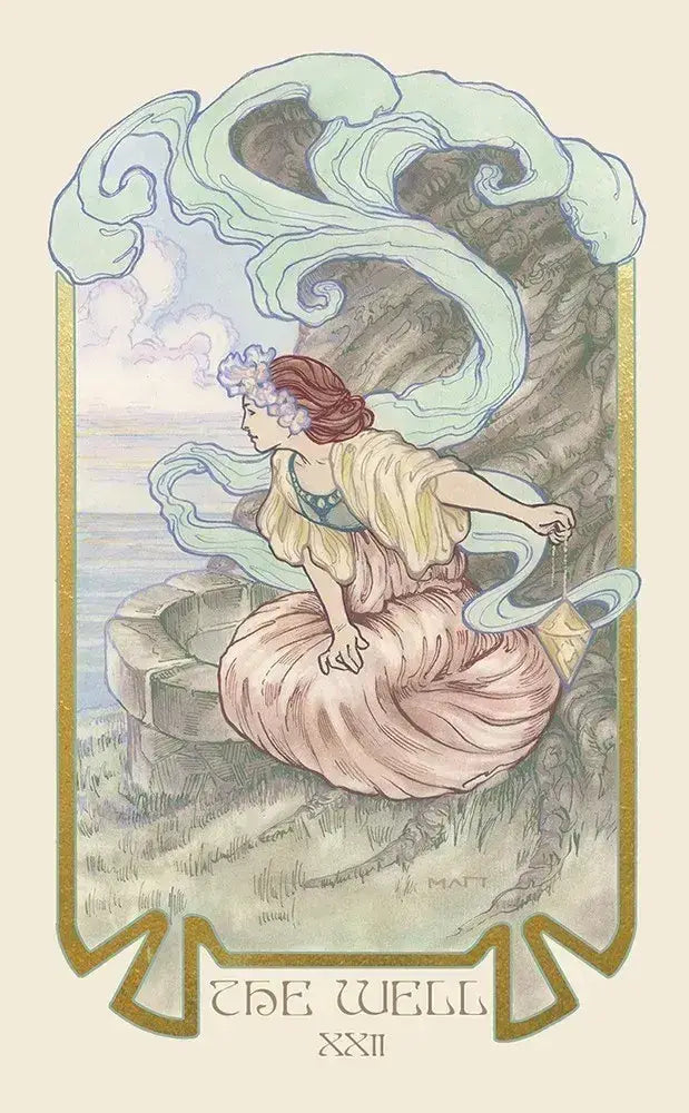 Ethereal Visions Tarot by Matt Hughes. 80 gold foil art nouveau tarot cards, 2 bonus Major Arcana &amp; 140-page guidebook. Collector's tarot deck.