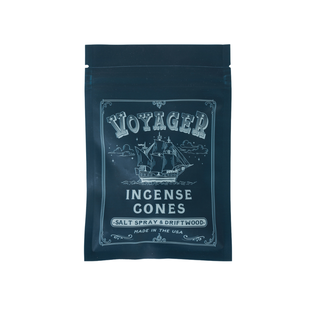 Voyager Incense Cones packaging with ship illustration on a white background
