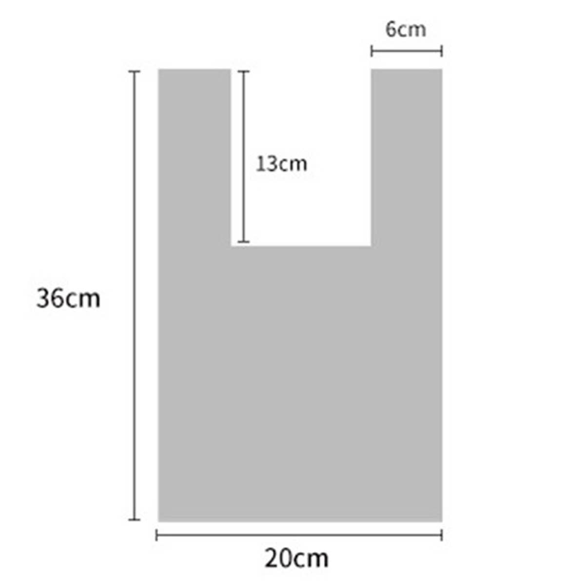 Size diagram of the knit shoulder bag: 36 cm tall, 20 cm wide, 13 cm handle opening