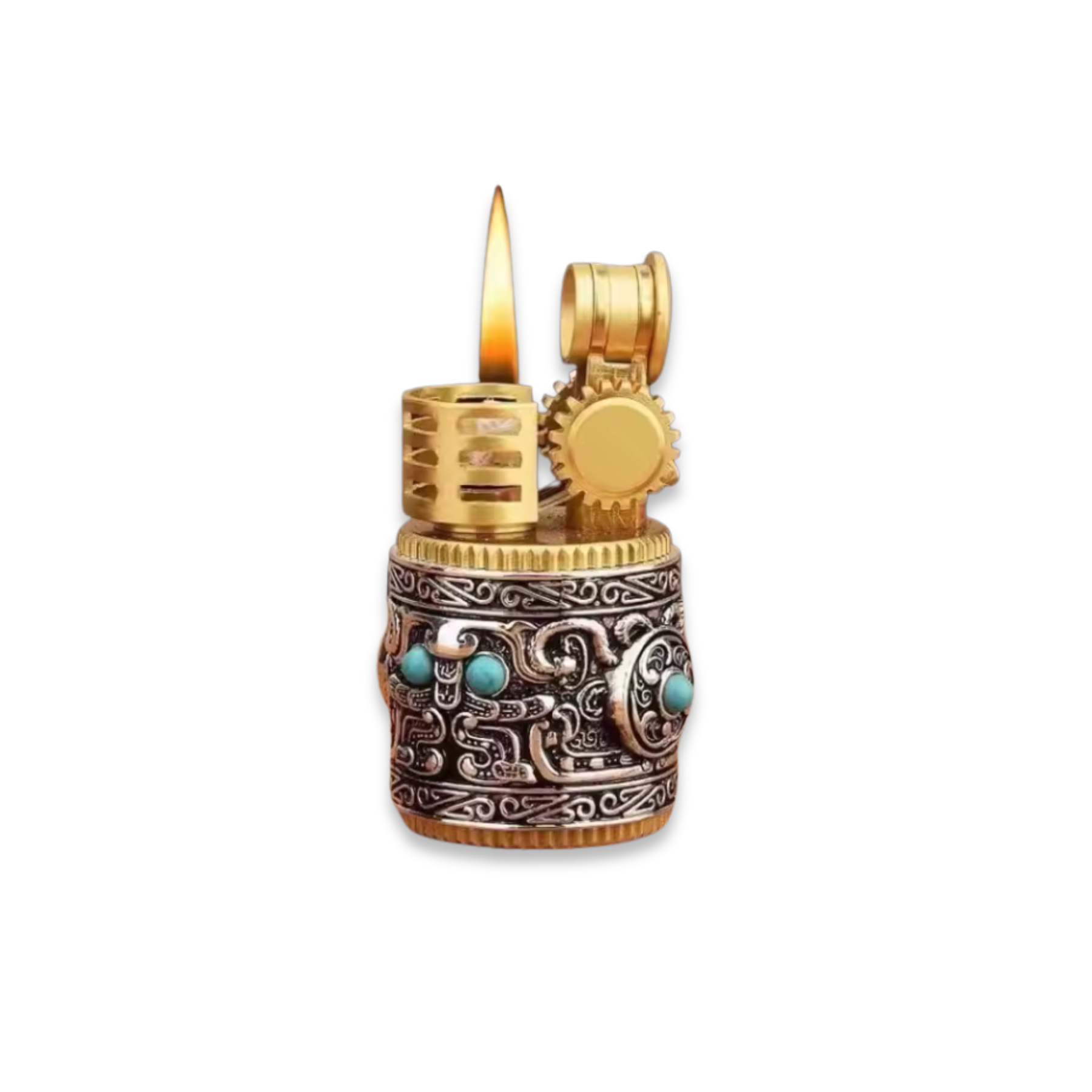 Decorative lighter with a flame on a white background