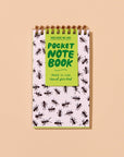 Ant-covered pocket notebook with letterpress cover and 60 lined pages. Great for garden notes or lists on the go. Made in the USA. Fits in your pocket.