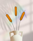 Handcrafted stained glass cattail stem for lasting, colorful home decor. Mix and match with other stems for a custom, everlasting floral arrangement.