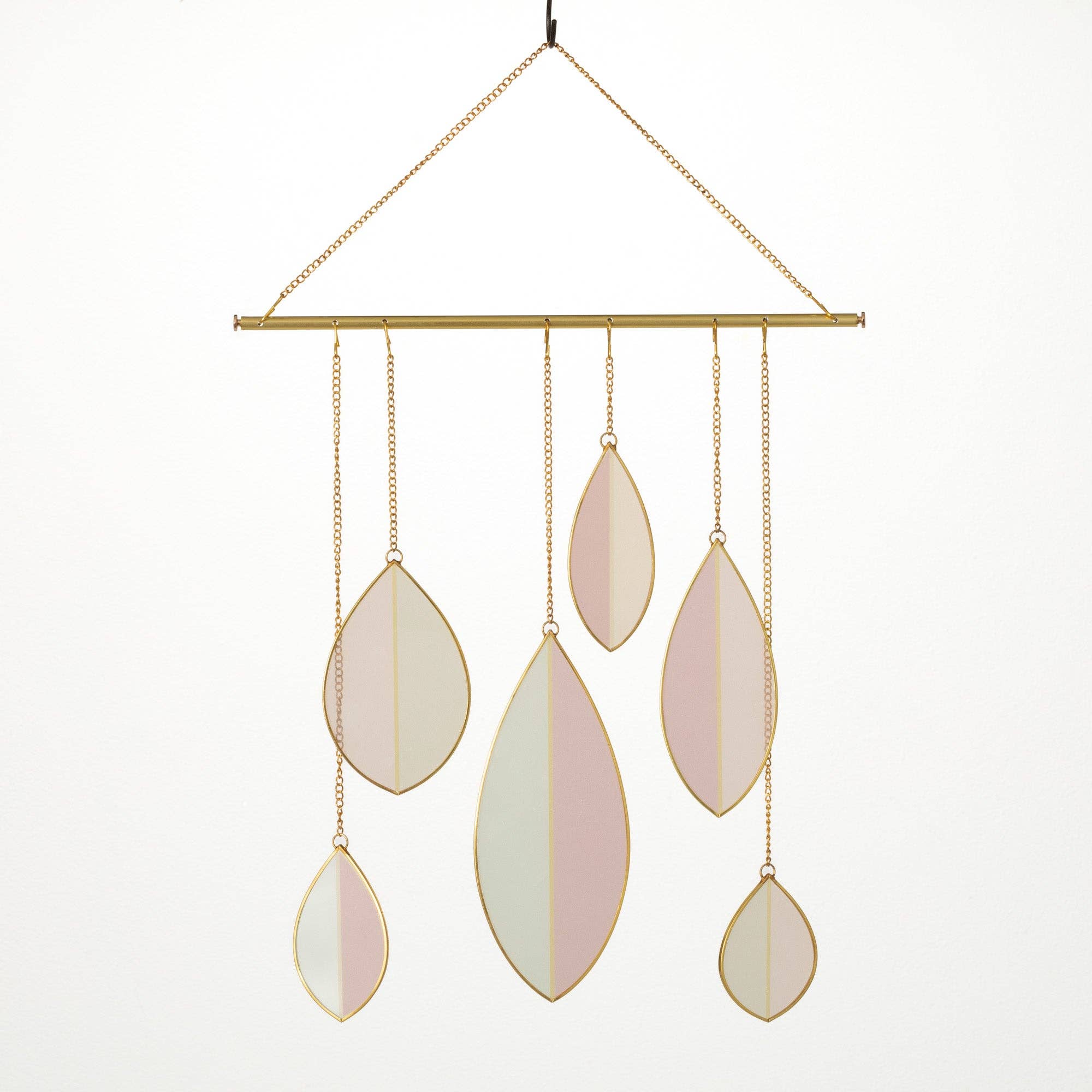 Brighten any room with this pink &amp; green stained glass suncatcher with copper accents—elegant, modern, and perfect as a gift.