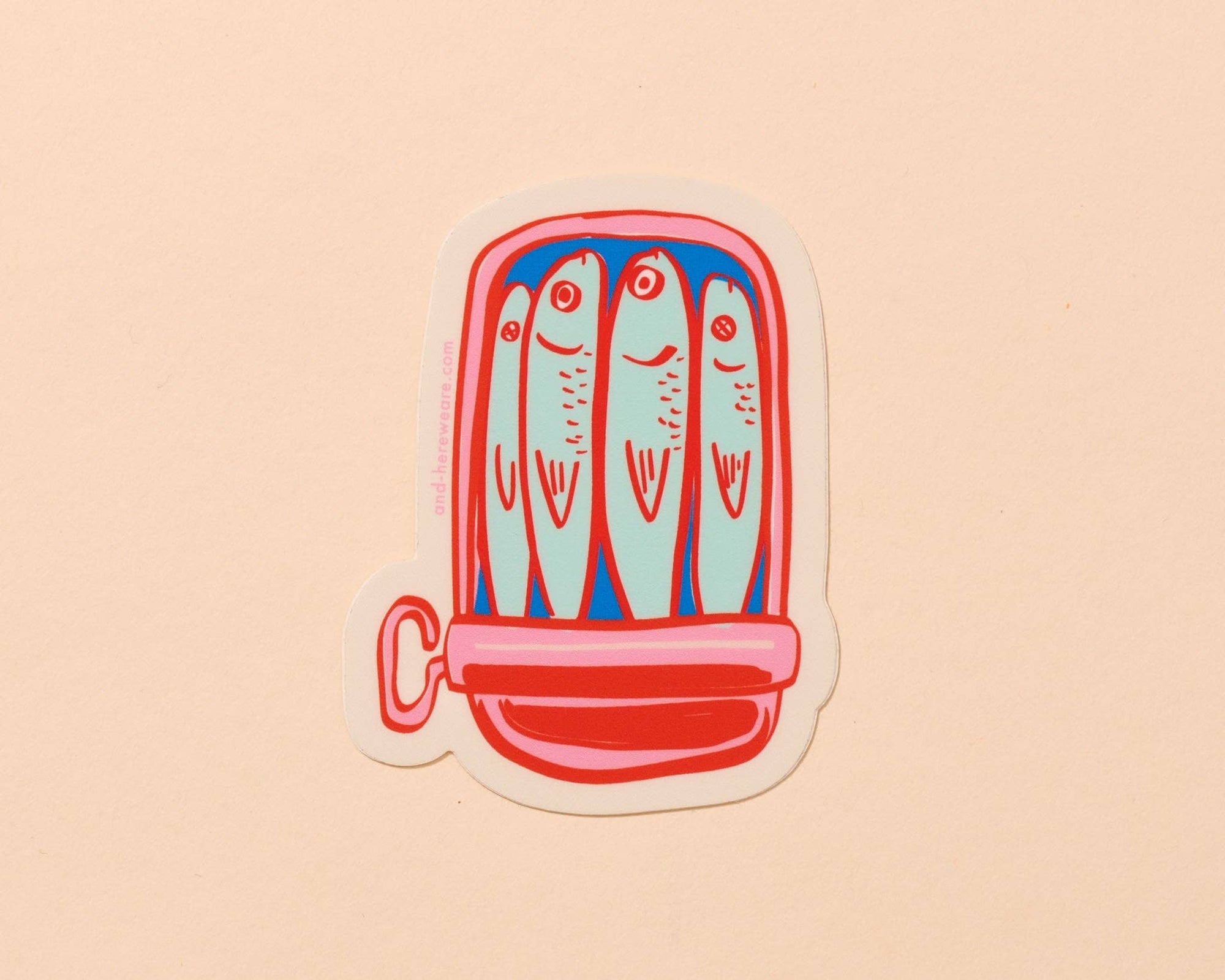 Sardine vinyl sticker for foodies and trend lovers. Waterproof, dishwasher safe, and perfect for water bottles, notebooks, and more. Made in the USA.