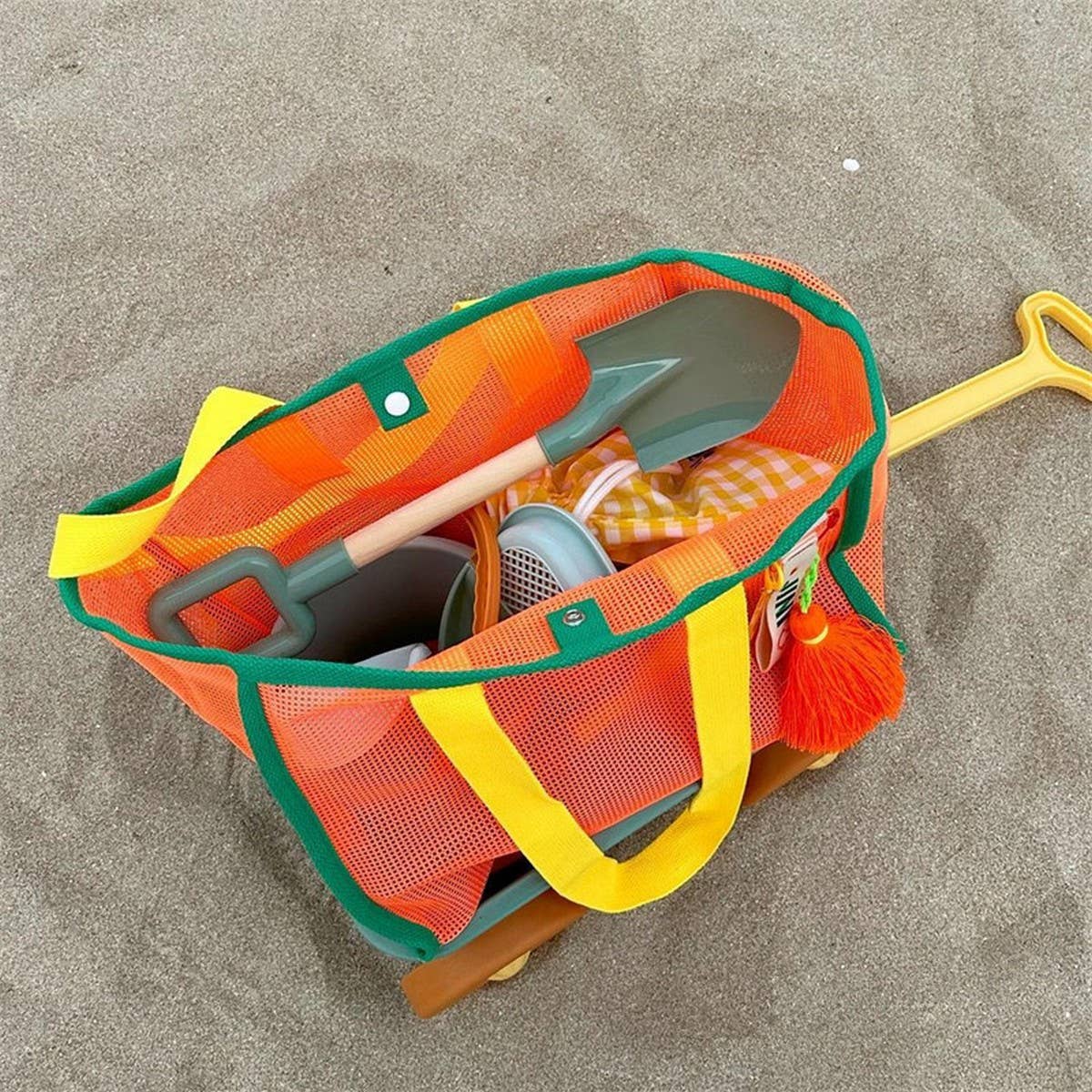 Mesh Contrast Beach Bag