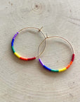 Pride Hoop Earring | Rainbow Beaded 14K Gold-Filled