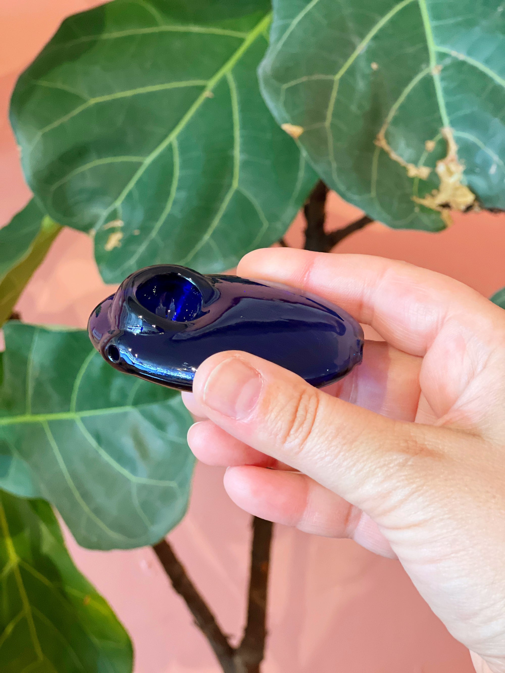 Glass Pebble Pipe | Cobalt Blue