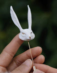 Ceramic Brooch | White Fox Pin