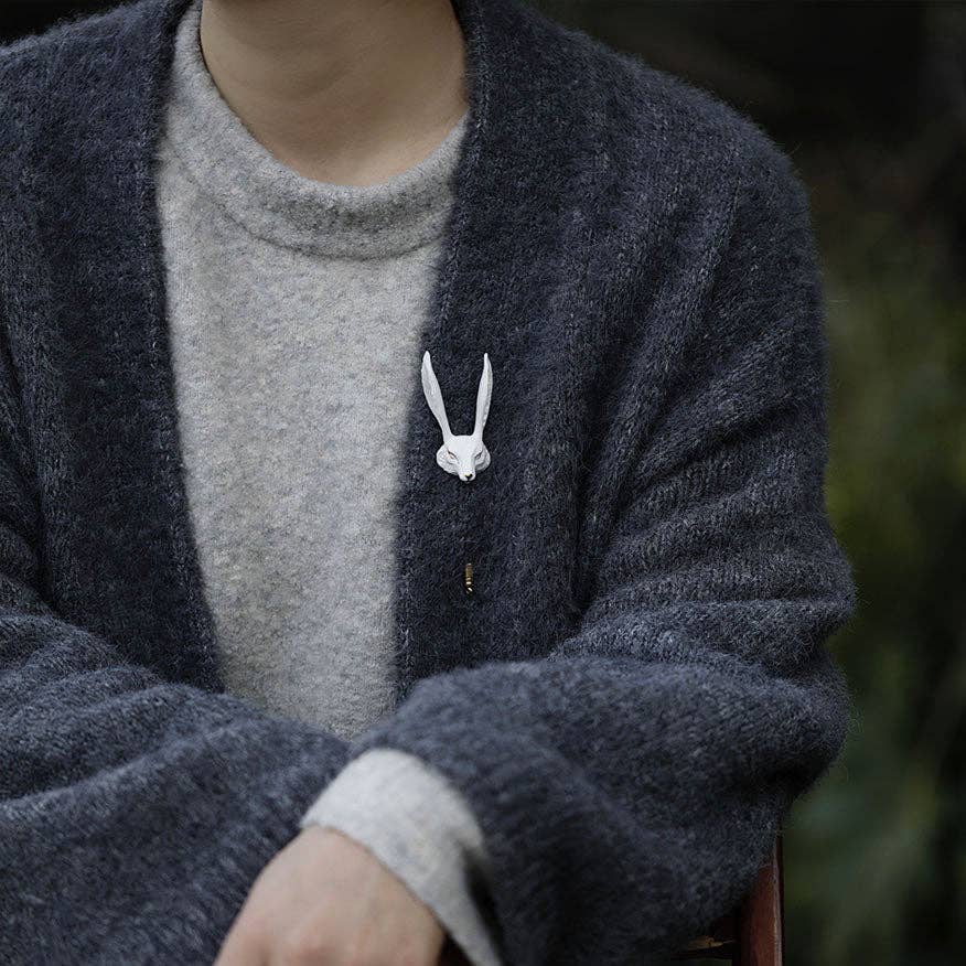 Ceramic Brooch | White Fox Pin