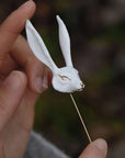 Ceramic Brooch | White Fox Pin