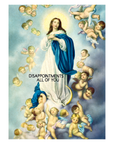 Painting of a woman surrounded by cherubs with text 'DISAPPOINTMENTS ALL OF YOU'.