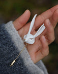Ceramic Brooch | White Fox Pin