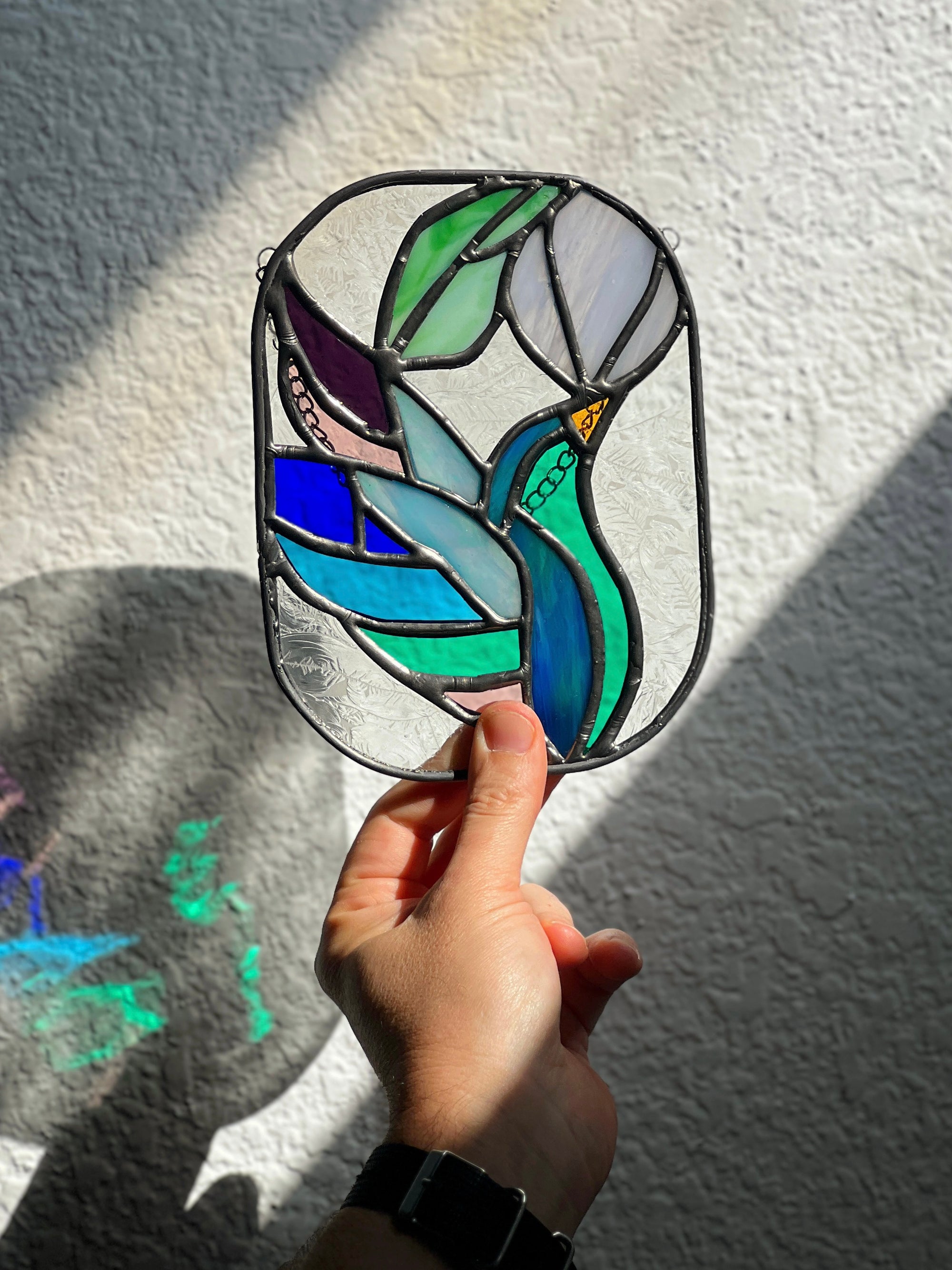 Handcrafted stained glass bird suncatcher. Flamingo, hummingbird &amp; owl designs. Unique window decor &amp; bird lover gift. Perfect for sunny windows.