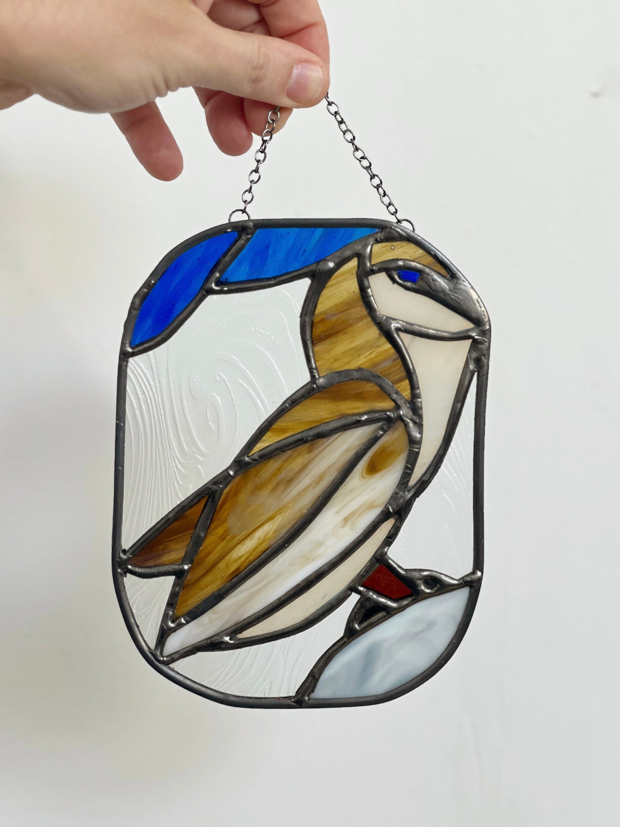 Handcrafted stained glass bird suncatcher. Flamingo, hummingbird &amp; owl designs. Unique window decor &amp; bird lover gift. Perfect for sunny windows.