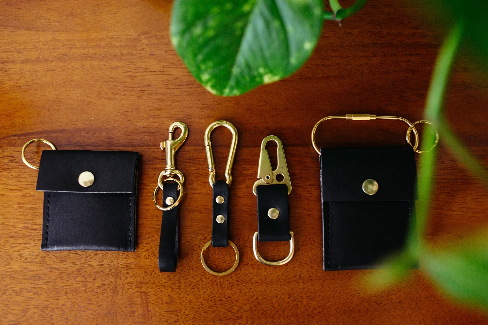 Tuxedo Carabiner Keychain | Leather and Solid Brass